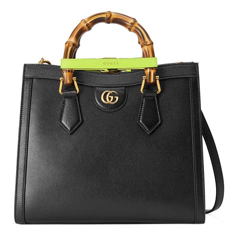 gucci canvas black patent leather bag|gucci diana medium tote bag.